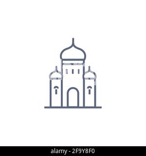Church line icon - orthodox chapel simple linear pictogram on white background. Vector illustration. Stock Vector