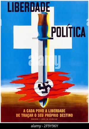 Political Freedom (Liberdade Politica), South America and American WW2 OCIAA propaganda poster,1942-1945 Stock Photo