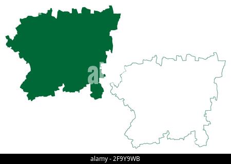 Dharwad district (Karnataka State, Republic of India, Belgaum division) map vector illustration, scribble sketch Dharwad map Stock Vector