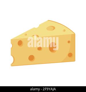 Colorful dairy product vector illustration. Flat style peace of cheese template for logo, menu, web, stickers, prints Stock Vector