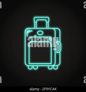Suitcase icon in neon line style. Travel baggage symbol. Vector illustration. Stock Vector
