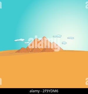 Giza Necropolis hand drawn vector illustration isolated on blue sky background Stock Vector