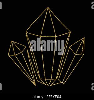 Beautiful golden diamonds in line art style. Stock Vector