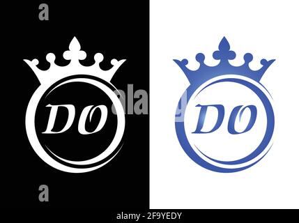 king crown letter alphabet D O for company logo icon design. Stock Vector