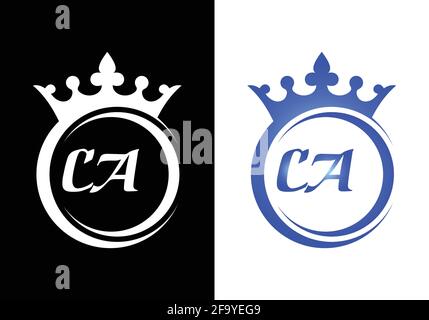 king crown letter alphabet C A for company logo icon design. Stock Vector