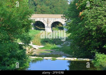 The River Rubicon and the Ancient Roman bridge, where Julius Caesar ...