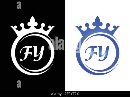 king crown letter alphabet F Y for company logo icon design. Stock Vector