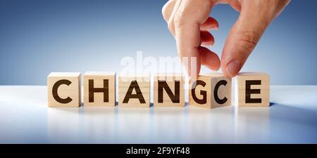 Change And Chance - Business Strategy Concept - Text On Wooden Blocks Stock Photo