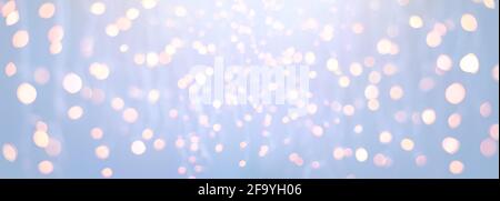 Christmas Defocused - Golden Garland On Silver Background Stock Photo