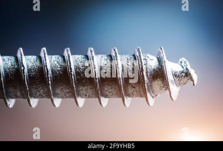Close up view of screw tip with thread Stock Photo
