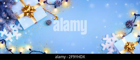Christmas Present In Festive Banner Stock Photo