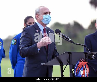 Acting NASA Administrator, Steve Jurczyk addresses the media at a pre-launch press conference at the Kennedy Space Center, Florida on Wednesday, April 21, 2021. Photo by Joe Marino/UPI Credit: UPI/Alamy Live News Stock Photo