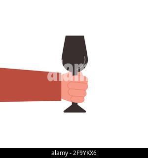 Glass in hand, vector illustration on white background. Stock Vector