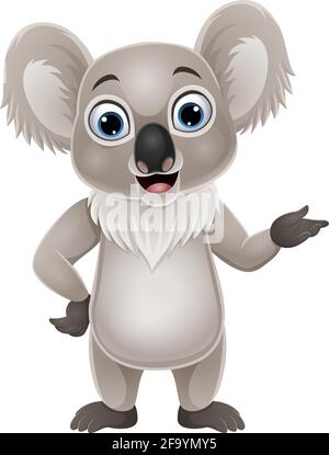 Cartoon happy koala presenting on white background Stock Vector Image & Art  - Alamy