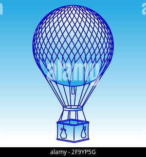 Hot air balloon, vector illustration with shades of blue Stock Vector