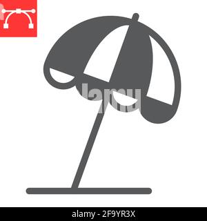 Beach umbrella glyph icon Stock Vector