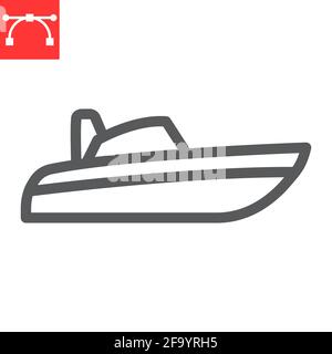 Speedboat line icon Stock Vector