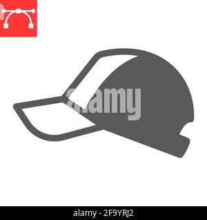 Baseball cap glyph icon Stock Vector