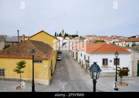 Street and houses of the walled village of Almeida, on the borderland with Spain. Beira Alta, Portugal Stock Photo