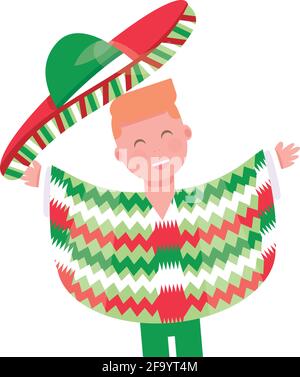 mexican man mustache with hat poncho holding maracas vector ...