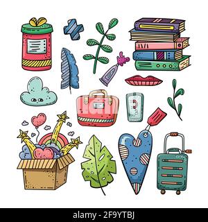 Hand drawn vector of doodle illustrations. Lifestyle doodle. Stock Vector