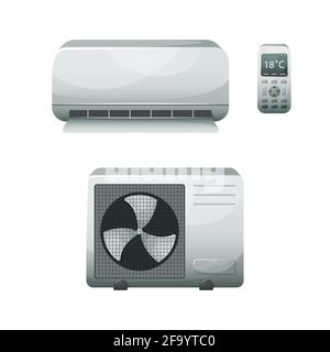Vector illustration of a household air conditioner. Isolated illustration. Stock Vector