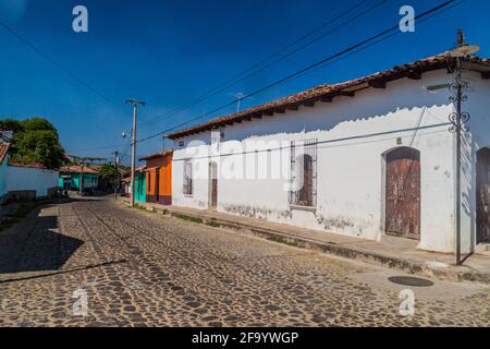 Cobbled street in Suchitoto, El Salvador Stock Photo