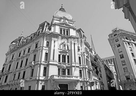 Gorgeous Art Nouveau Style Architecture in Monochrome Stock Photo