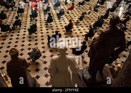 Washington, USA. 21st Apr, 2021. Lawmakers attend a ceremony celebrating the life of Congressman Alcee L. Hastings, D-Fla., in Statuary Hall of the Capitol in Washington DC on April 21st, 2021. (Photo by Anna Moneymaker/Pool/Sipa USA) Credit: Sipa USA/Alamy Live News Stock Photo