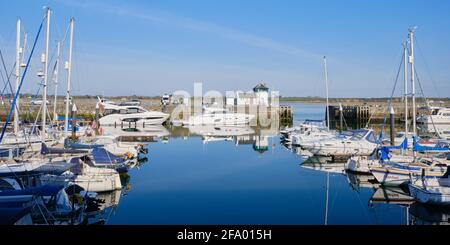 Boats moored in Victoria Dock, Caernarfon Stock Photo