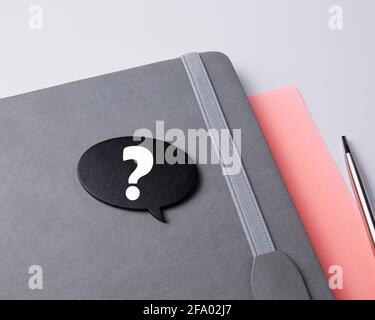 Question mark symbol on a speech box. Stock Photo
