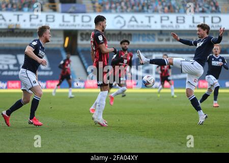 LONDON, UK. APRIL 21ST Dominic Solanke of AFC Bournemouth during the Sky Bet Championship match between Millwall and Bournemouth at The Den, London on Wednesday 21st April 2021. (Credit: Tom West | MI News) Credit: MI News & Sport /Alamy Live News Stock Photo