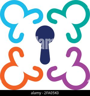 Simple key logo icon design vector template illustration Stock Vector