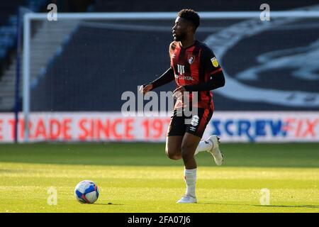London, UK. 21st Apr, 2021. Jefferson Lerma of Bournemouth in action during the game. EFL Skybet Championship match, Millwall v AFC Bournemouth at the Den in London on Wednesday 21st April 2021. this image may only be used for Editorial purposes. Editorial use only, license required for commercial use. No use in betting, games or a single club/league/player publications. pic by Steffan Bowen/Andrew Orchard sports photography/Alamy Live news Credit: Andrew Orchard sports photography/Alamy Live News Stock Photo