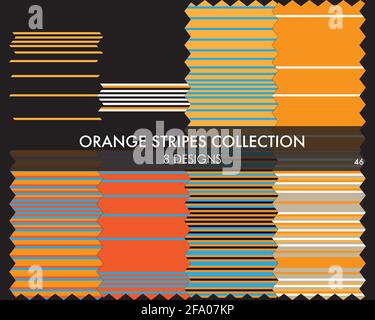 Striped seamless pattern collection includes 8 designs for fashion textiles, graphics Stock Vector
