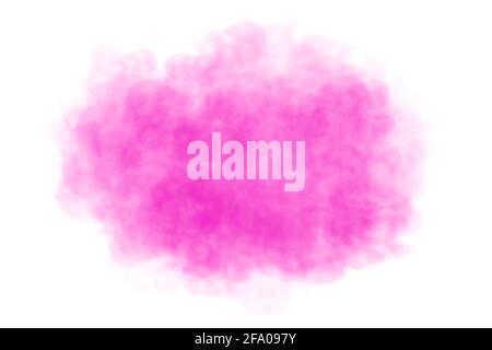Pink magenta watercolor cloud splash. Elegant ethereal element for abstract backdrop isolated on white background. Computer generated image. Stock Photo