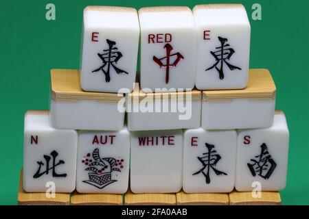 Traditional Mah Jong game tiles Stock Photo