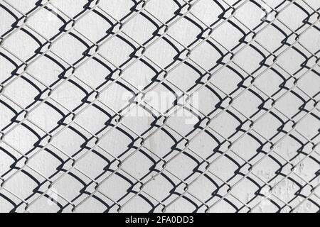 Fence cage Rabitz covered old gray wall, background photo texture Stock Photo