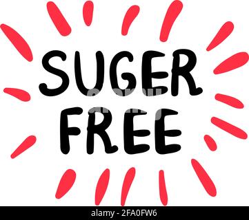 Logo, round colorfull eco label with text - sugar free. Vector illustration in flat style isolated on white. Stock Vector