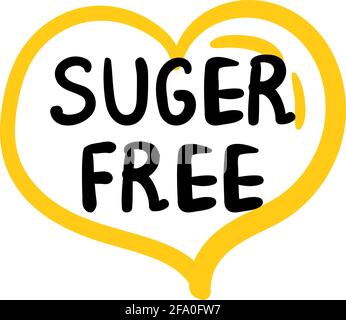 Logo, round colorfull eco label with text - sugar free. Vector illustration in flat style isolated on white. Stock Vector