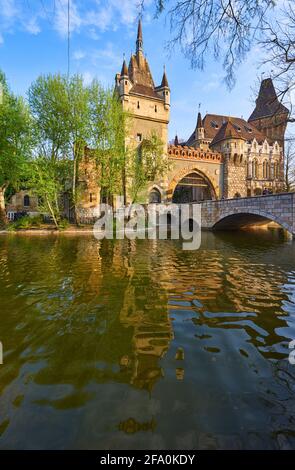 Visiting Vajdahunyad Castle in Budapest Stock Photo