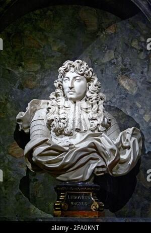 The historical marble bust of French king Louis XIV Stock Photo