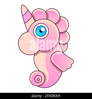 Seahorse Vector illustration Vector Sign for print, in comics, Fashion, pop art Stock Vector