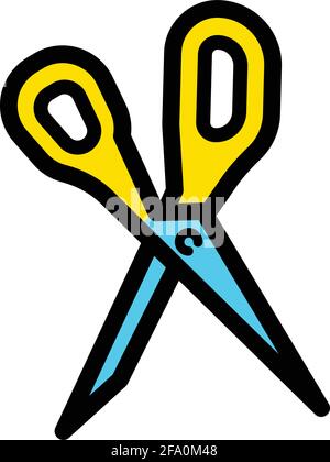 Scissors color icon or logo in simple style, isolated on white background Stock Vector
