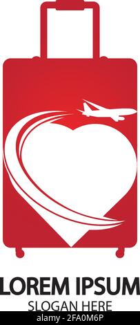Travel logo, holidays, tourism, business trip company logo design. bag vector with airplane Stock Vector