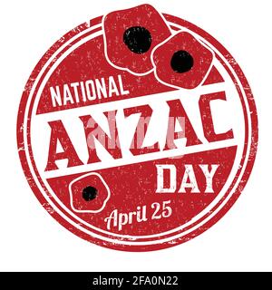 National anzac day grunge rubber stamp on white background, vector illustration Stock Vector