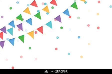 Colorful flags garlands on a rope isolated on a transparent background. Colorful confetti .Vector illustration Stock Vector