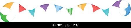 Colorful flags garlands on a rope isolated on a transparent background.Vector illustration Stock Vector