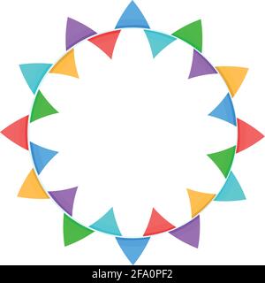 The frame is round with multicolored flags on a string .Vector illustration Stock Vector