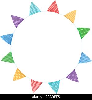 The frame is round with multicolored flags on a string .Vector illustration Stock Vector